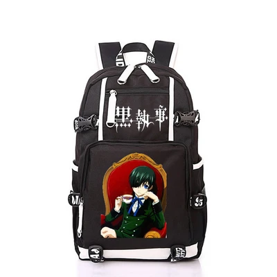 Рюкзак для косплея черного цвета с изображением аниме бультера Себастьяна