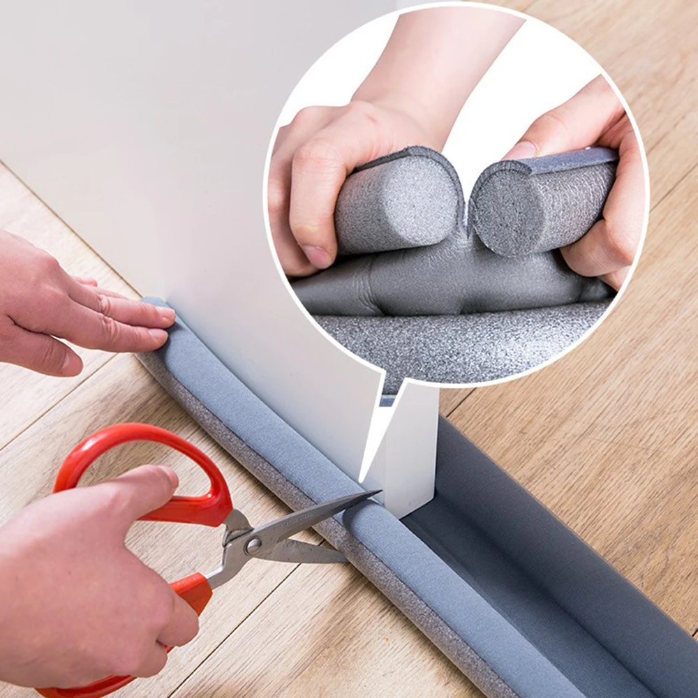

Under Door Draft Guard Stopper Sound Proof Reduce Noise Self-adhesive Tape Sealing Rubber Door Stop Bedroom Accessories