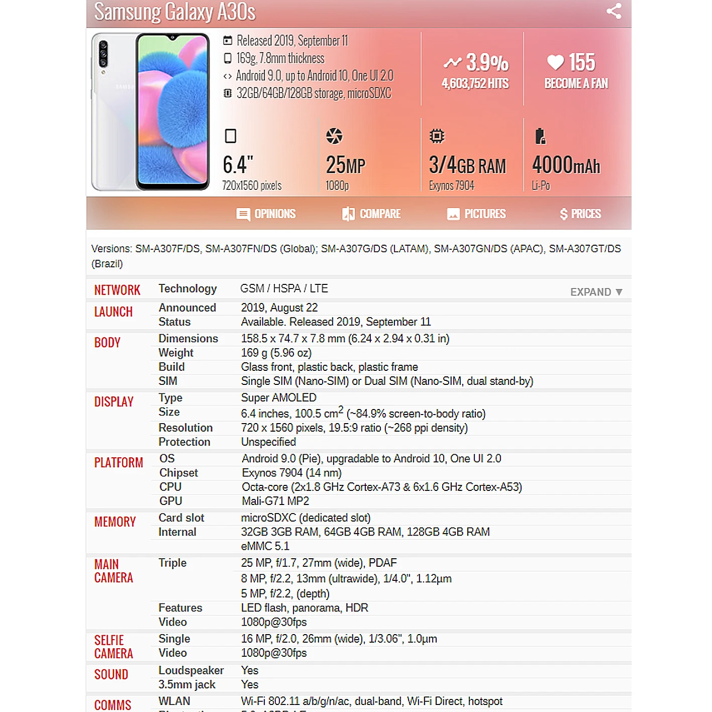 

For Samsung Galaxy A30s SM-A307 A307F A307G A307YN LCD Display Sensor Touch Screen Digitizer Assembly LCD Touch Screen