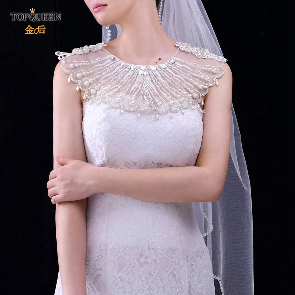 TOPQUEEN G08 Свадебная шаль из блестящего бисера свадебная накидка с кисточками