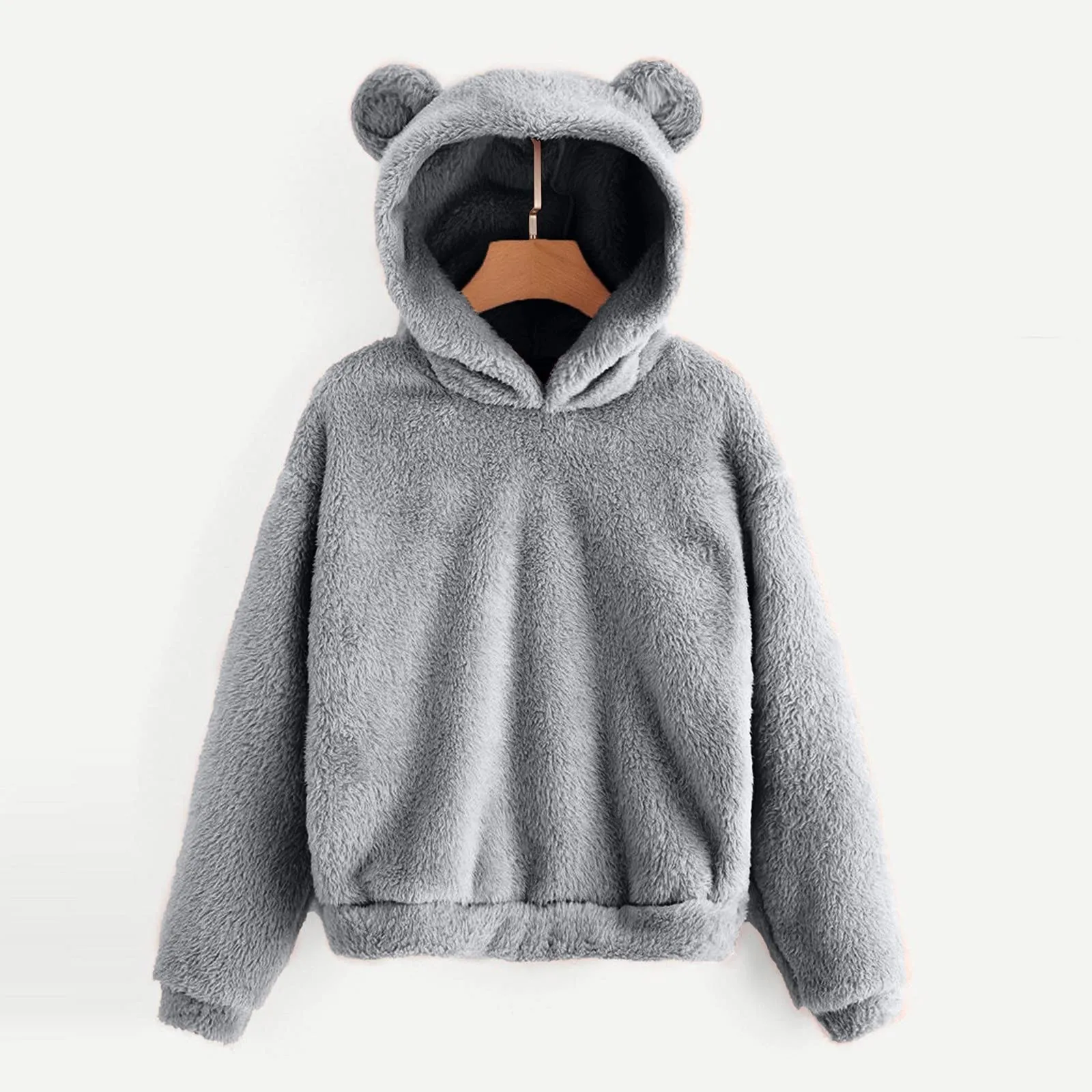 

Hoodies Women Long Sleeve Fleece Sweatshirt Warm Bear Shape Fuzzy Hoodie Pullover Clothes Oversized Hoodie Sudadera Mujer 2022