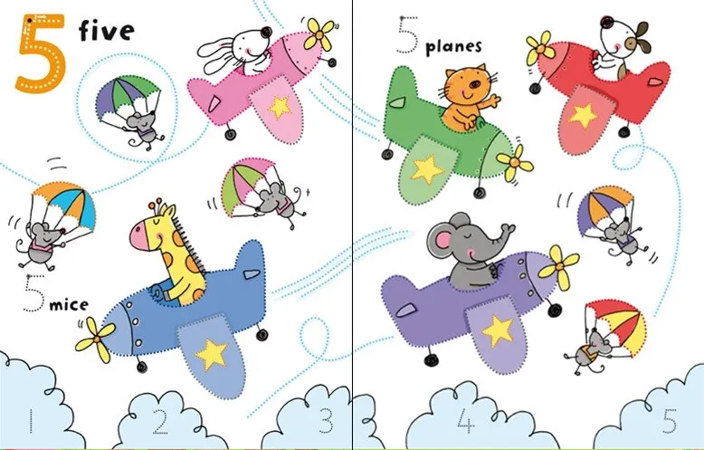 123 оригинальные популярные детские книжки Usborne Wipe clean на английском языке |