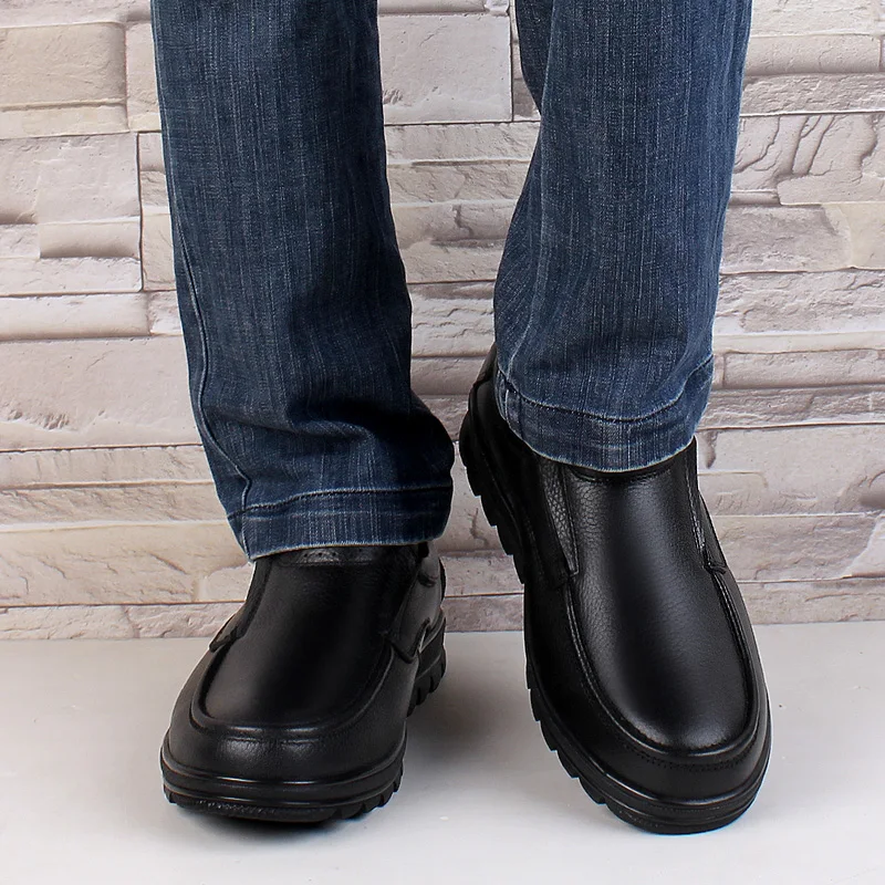 

Breathable genuine Leather Loafers winter plush warm snow shoes Male Moccasins Casual Shoes Masculino Mens Shoes for Men Flats