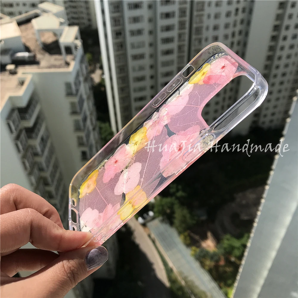 

Real Flower Clear Case For iPhone 12 Pro Max 11 X s XR XsMax,Transparent Case For SE2020 7 8 Plus 6 s Soft Cover for women girl