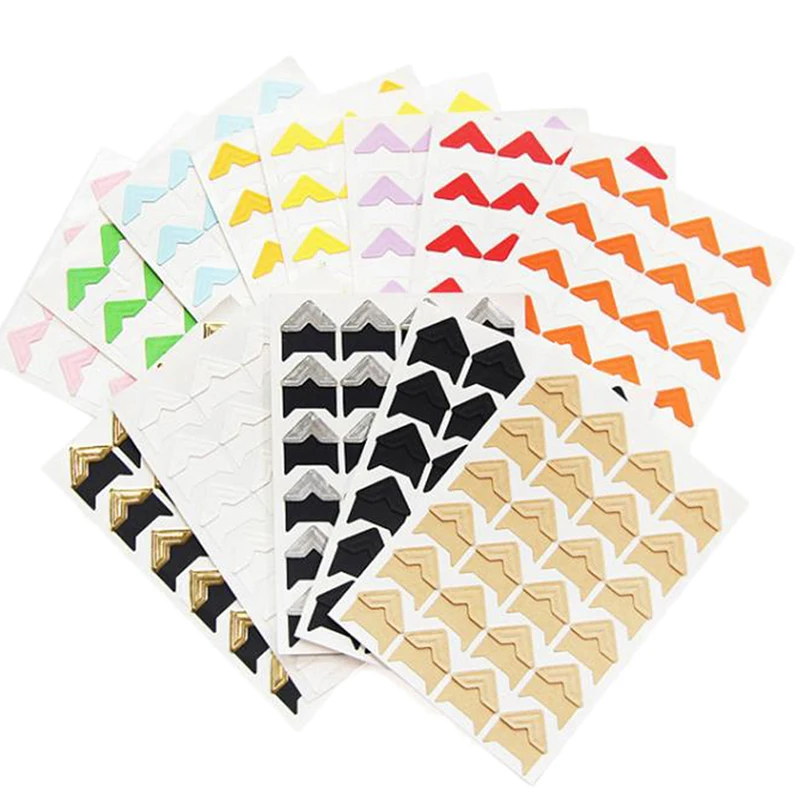 

120PCs/5 sheets Corner Stickers DIY Vintage Corner Kraft Paper Photo Albums Frame Decoration Scrapbooking Paste Type Accessories