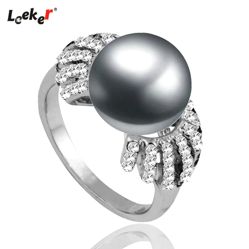 Новинка 2020 серые и белые жемчужные кольца LEEKER однотонные Свадебные с кристаллами