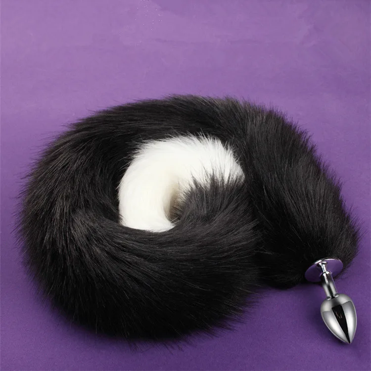 Мягкая анальная пробка из нержавеющей стали с лисьим хвостом 78 см|Мужские ремни| |