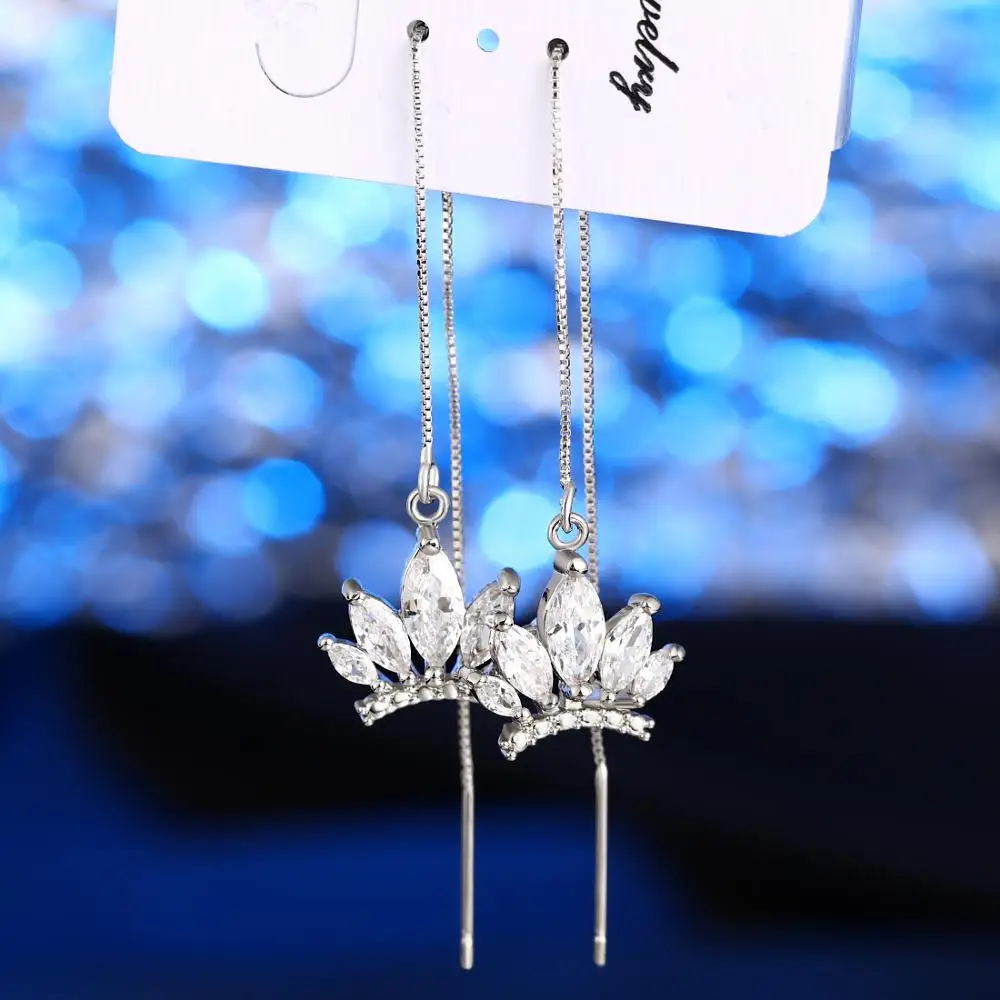 Женские Висячие серьги MINHIN Серьги серебряного цвета с подвеской из драгоценного