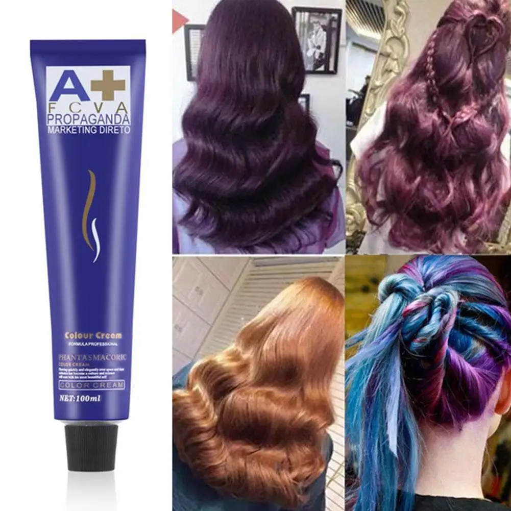 

100ML Hair Color Dye Cream Wax White Green Purple Red Tool Coloring Blue Hair Styling Semi Safe Shampoo Hair Permanent Mild R2M2