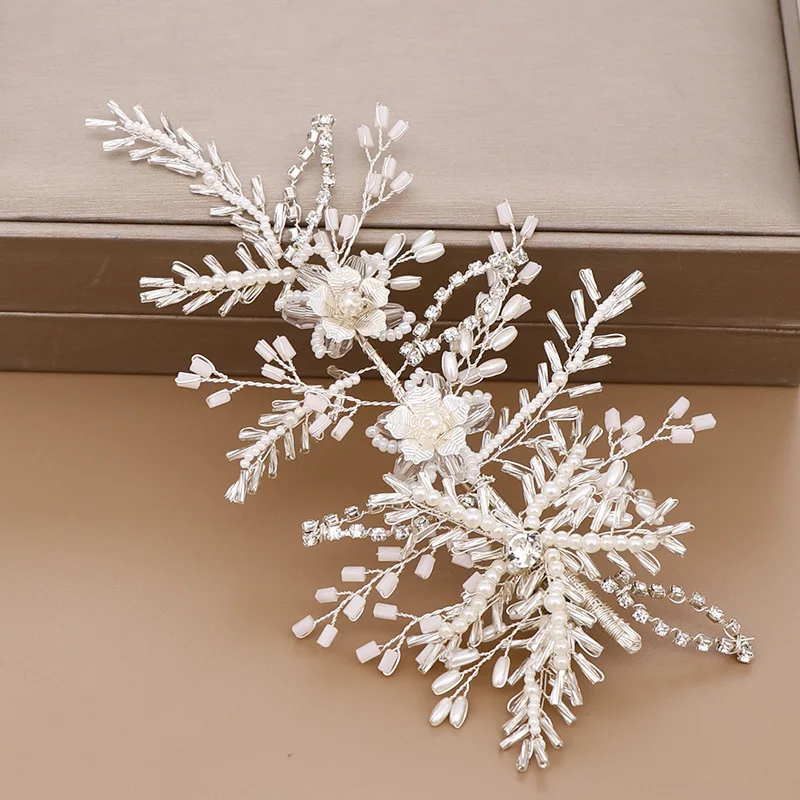 

Bridal Hair Accessories Tiara Wedding Hair Comb Clip Flower Crystal Women Wedding Hair Jewelry Headband Pearl Bridal Headpiece