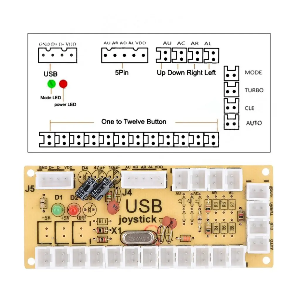 Diy аркадный джойстик печатная плата ПК Управление Usb маленькая карта чип + 5P Рокер