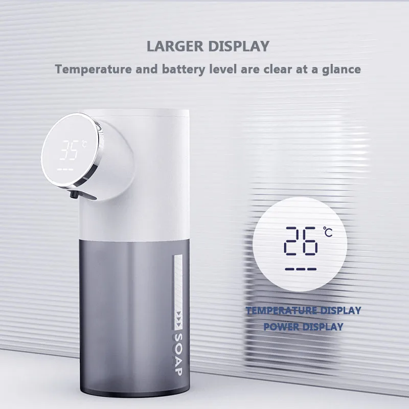 

320ml Automatic Foam Soap Dispenser USB Rechargeable Bathroom Soap Dispensers Digital Display Foam Hand Sanitizer Machine