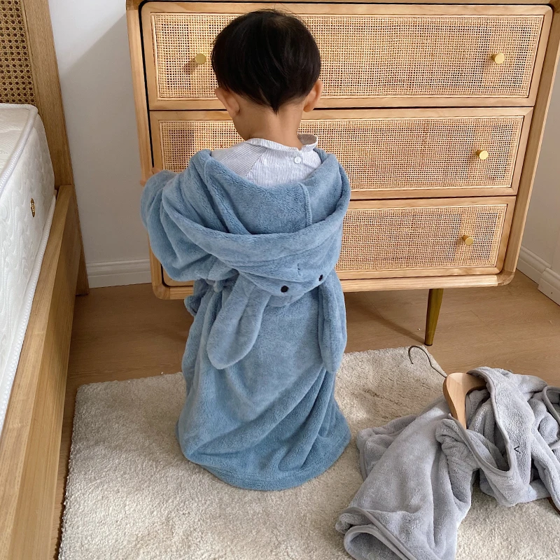 

Baby Robe Cartoon Hoodies Rabbit Cloak Girl Boys Sleepwear Bath Towels Kids Soft Bathrobe Pajamas Children's Clothing Costumes