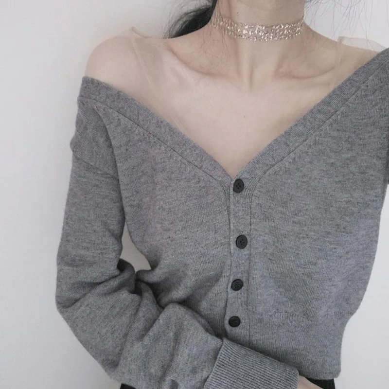 CTRLLOCK Осенние новые пикантные короткие вязаные кардиганы с V-образным вырезом