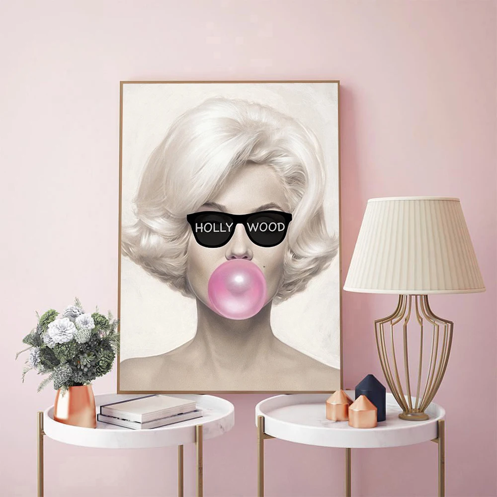 

Funny Sunglasses Woman Marilyn Wall Art Prints Poster Picture Modern Fashion Grim Audrey Canvas Painting For Bed Room Home Decor