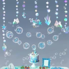 Под морем, голубые рыбы, ПВХ, прозрачные пузырьки, счастливая фотопузырьковая наклейка, Русалка, украшения для дня рождения