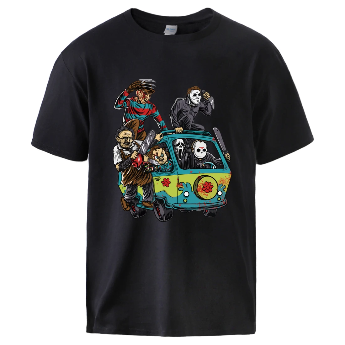 Maniac Park Horror Movie Man Summer Tshirts 2021 Male 100% Cotton T shirt Top parco a tema Jason Clown Saw Halloween Graphic