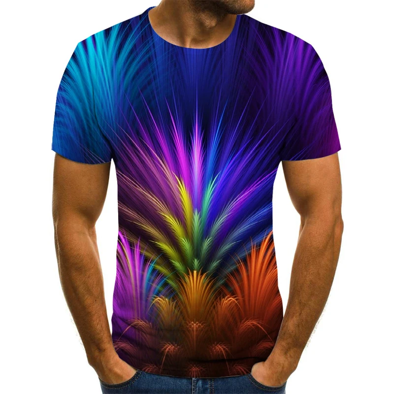 

2021 new summer men's large size 3D printing O-neck short-sleeved boy pattern fashion trend T-shirt