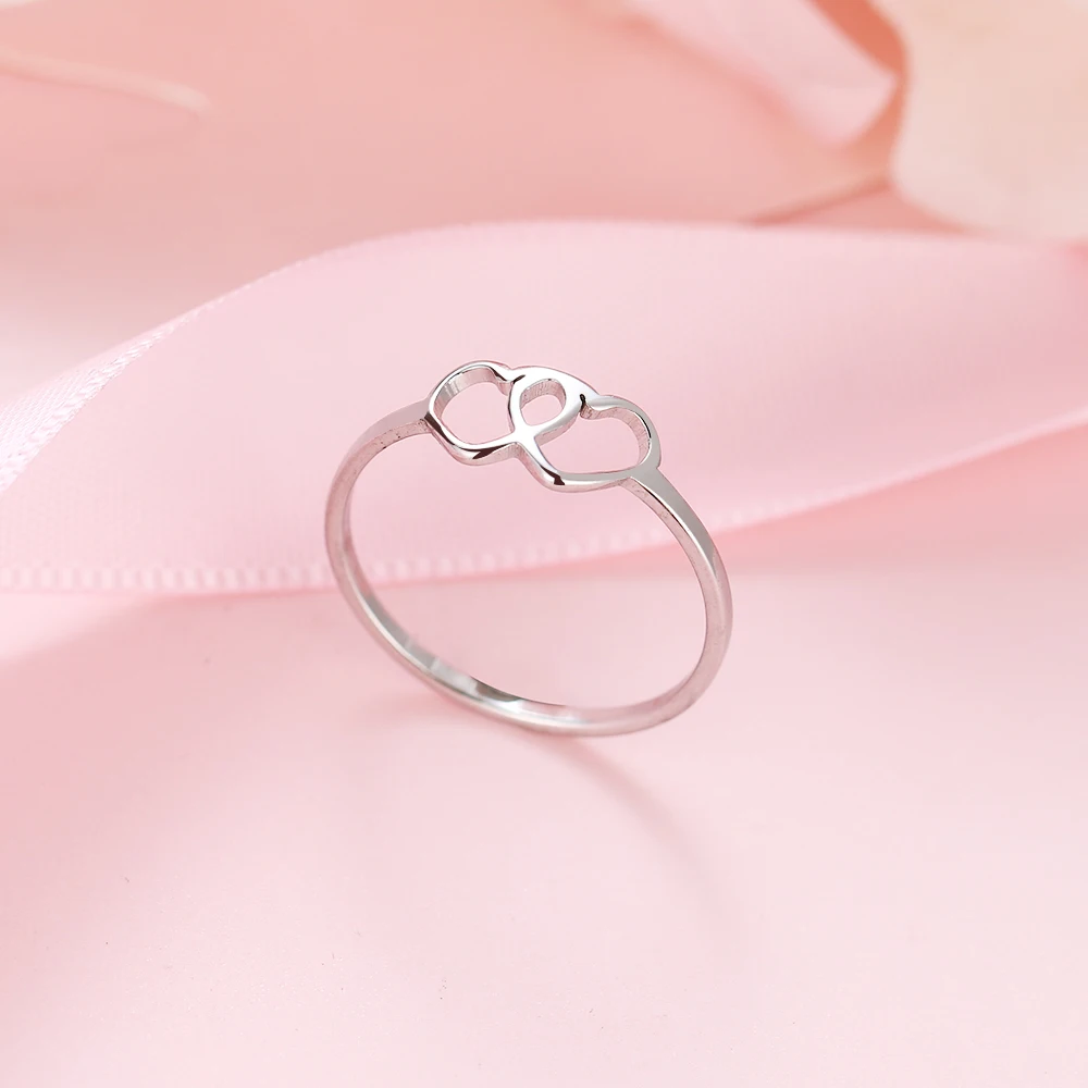 DOTIFI Двойное Сердце Романтика полое кольцо золото серебро 316L нержавеющая сталь