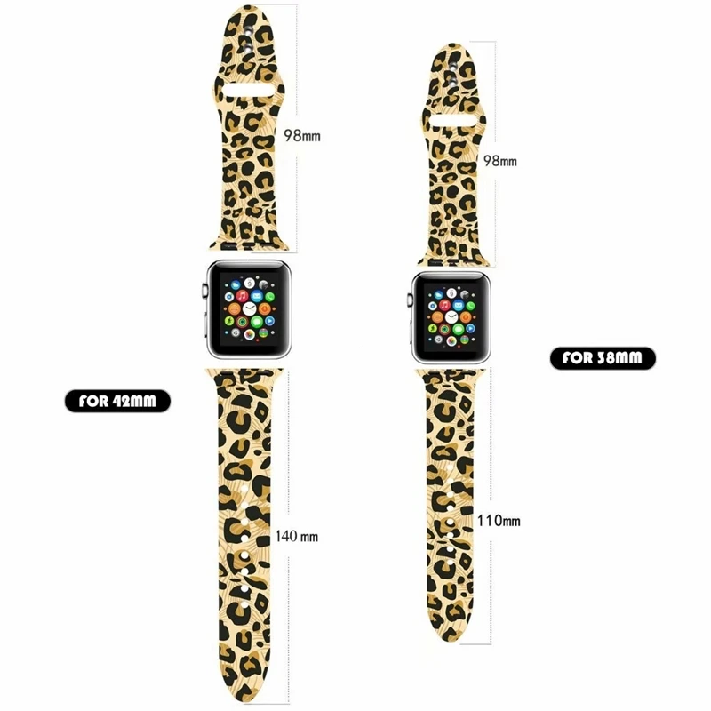 Apple watch Band цветочный Леопардовый силиконовый Печатный сменный ремешок браслет для iwatch 1 2 3 4 четыре стиля