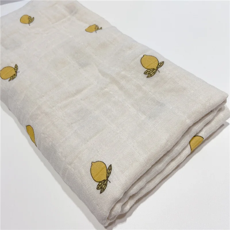 Manta de fruta para beb&eacute; reci&eacute;n nacido, edred&oacute;n de muselina, suave, org&aacute;nico, carrito de ni&ntilde;o, ropa de cama-1