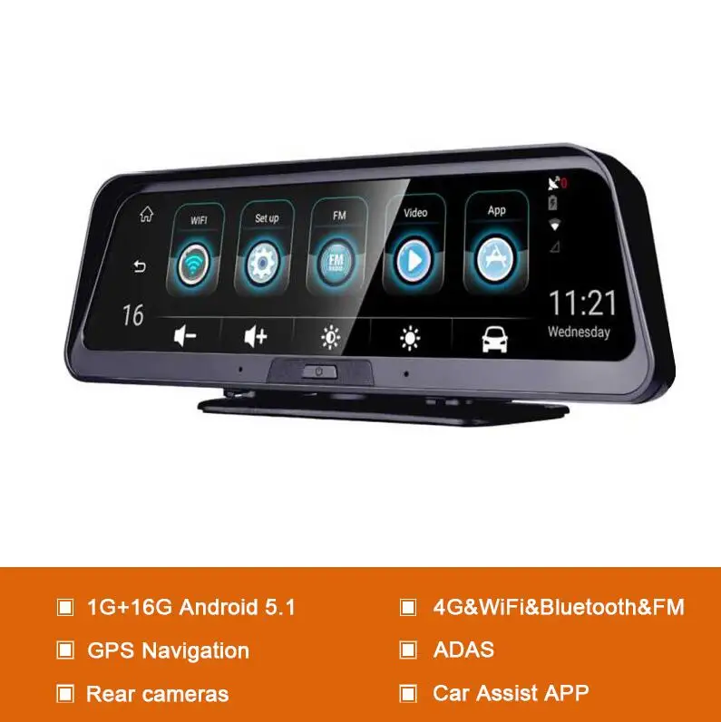 4G Smart Android Mirror 1" Автомобильный видеорегистратор Камера заднего вида gps Navi центр wifi панель управления ADAS Nightvision dashcam приложение для помощи в автомобиле - Название цвета: QVE98 Android
