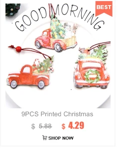 4PCS Star Printed Wooden Pendants Ornaments Xmas Tree Ornament DIY Wood Crafts Kids Gift for Home Christmas Party Decorations