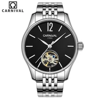 carnival brand fashion business watch for men luxury waterproof hollow automatic mechanical wristwatches clock relogio masculino