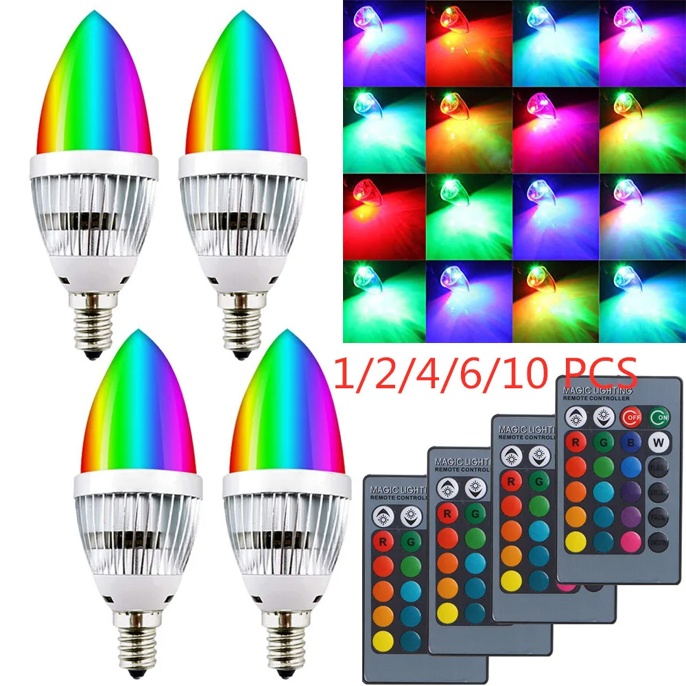 E12/E14 RGB Светодиодная лампа меняющая цвет 16 цветов светодиодный прожектор + ИК