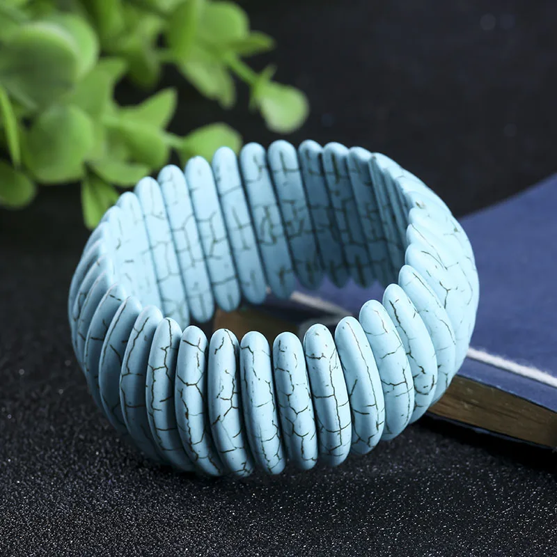 Браслеты из натурального бирюзового эластичного длинного камня отправляют