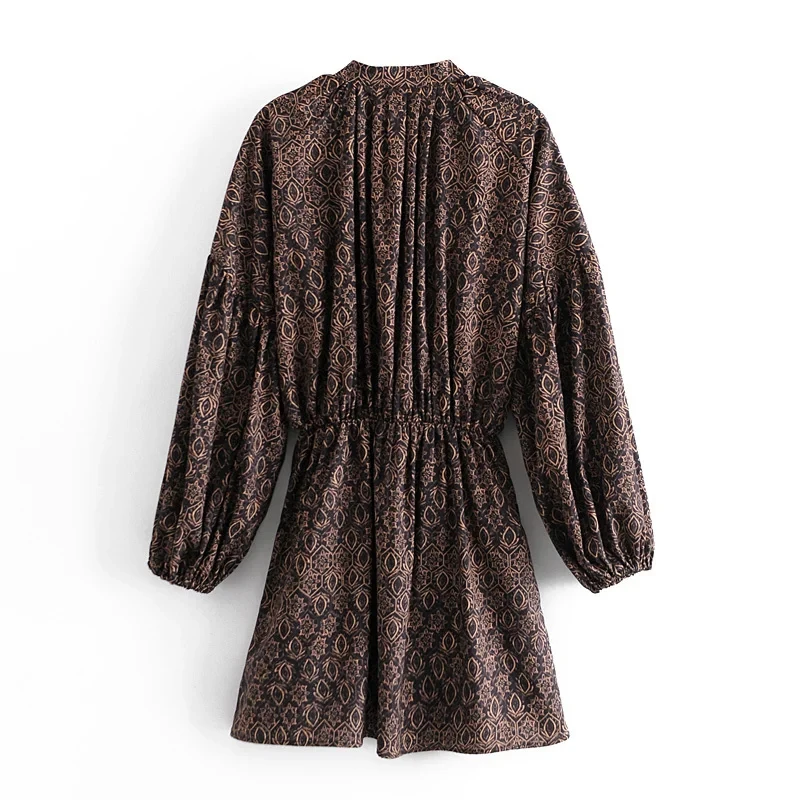 

Women's Dresses High Waist Evening Mini Dress Oversize Long Sleeves Mujer Printing Vintage Dress Femme Robe Elegant Vestidos Za