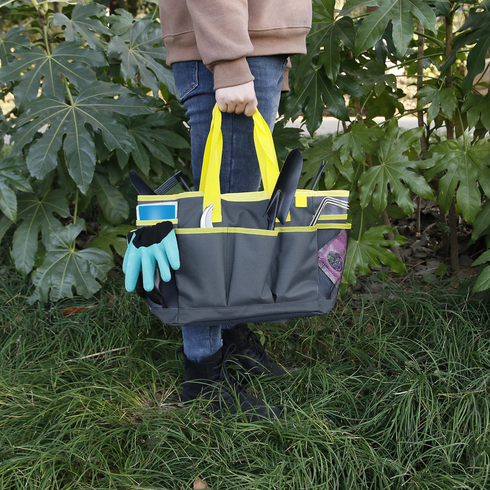 

Garden Tool Bag Garden Tote Storage Bag with 11 Pockets Oxford Cloth Gardening Storage Organizer Tote Bag Tool Kit Holder Pouch