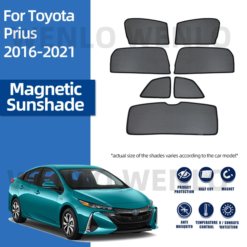 For Toyota Prius 2016-2021 Magnetic Curtain Car Sunshade Rear Side Window Darkening Mesh Glass Sun Shade Visor Windshield Cover