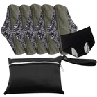 Женские тканевые подкладки TEBEIYOU, моющиеся менструальные подкладки для девушек, древесный уголь, бамбук с 1 менструальными брюками с 1 влажной сумкой