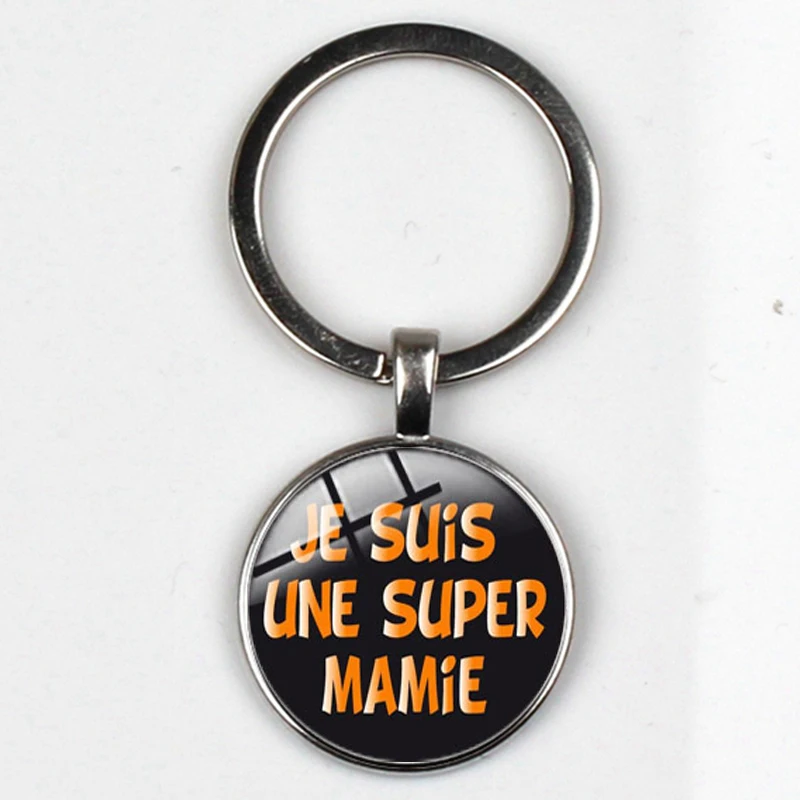 

Fashion 2019Mamie Keychain Super Grandma Text Black Pink Glass Pendant Key Chain Men and women Car Handbags Jewelry Lovers Gifts