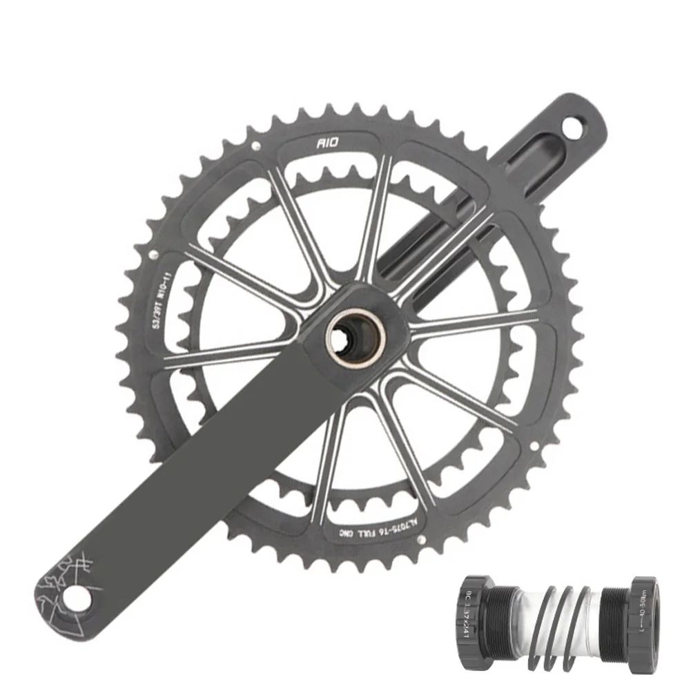 Bike Hollow Direct Mount Crankset with Bottom Bracket 170mm Aluminum Alloy Double Chainring Crank for Road/Mountain/Folding | Спорт и