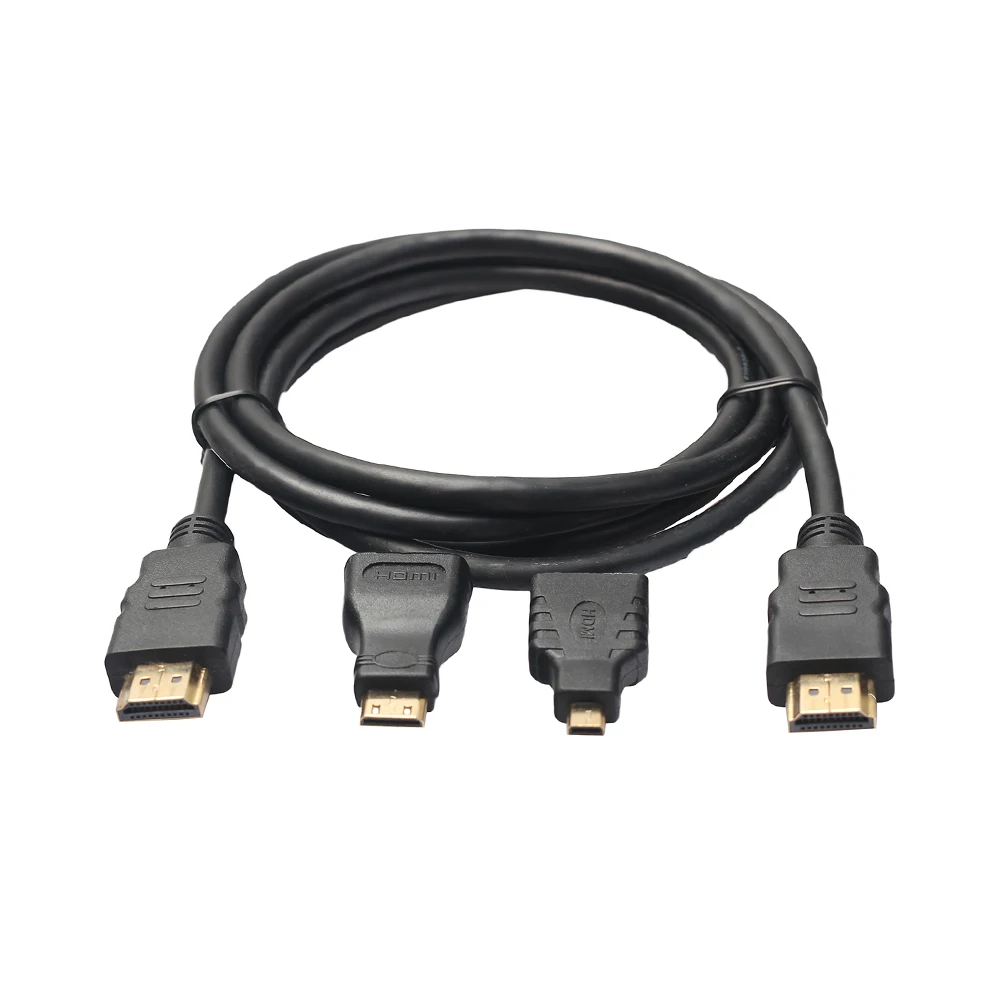 

Кабель Micro HDMI V1.4 3 в 1, Золотой-адаптер для плакировки, конвертер 150 см, 3 в 1, Full HD 1080P, комплект переходников для кабеля HDMI