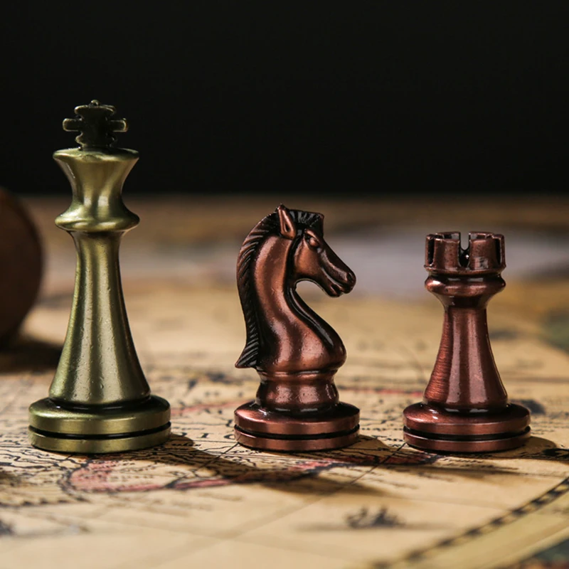 Professional Chess Pieces International Metal 30*30cm Folding Table Games with Wooden Box Children and Aldult Gift Ornaments New | Спорт и