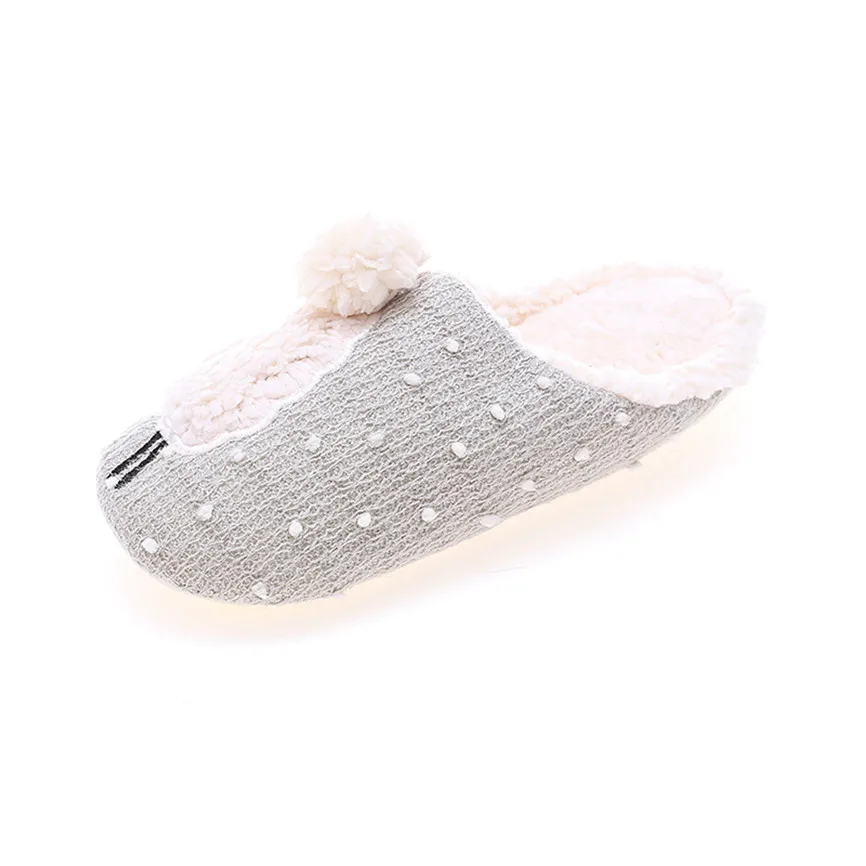 Милые Нескользящие зимние женские тапочки с животными короткие плюшевые модные