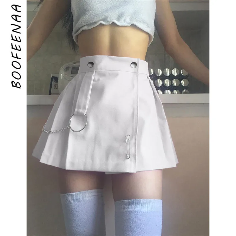 Сексуальная мини юбка BOOFEENAA Новое поступление 2020 Летние черные и белые