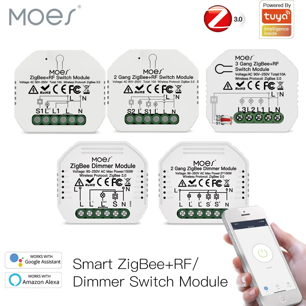 Умный светильник Tuya ZigBee 3 0 релейный модуль 1/2/3 Gang Smart Life/Tuya работает с Alexa Google Home