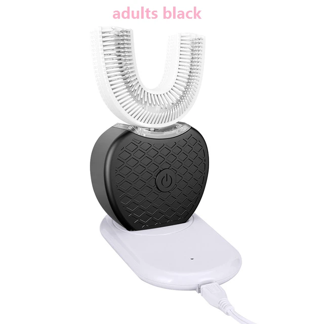 1pc adult black Умная 360 градусов Автоматическая звуковая электрическая зубная щетка для детей и взрослых, u-образный 4 режима, зубная щетка, usb зарядка, отбеливание зубов - Цвет: 1pc adult black