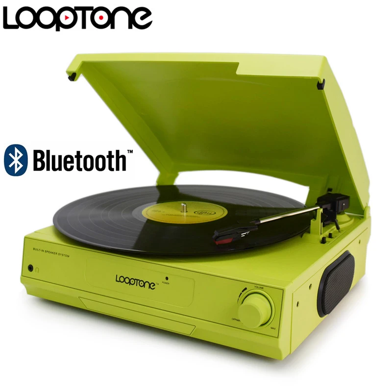 

LoopTone 33/45/78 RPM Bluetooth Vinyl LP Record Player Turntable Built-in Speaker Headphone Jack&RCA Line-out AC110~130&220~240V