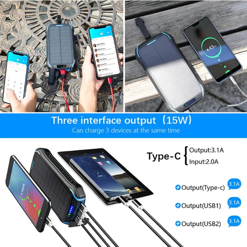 

Solar Mobile Power 26800mah Multifunctional Outdoor Emergency Lighting Waterproof Wireless Power Bank Outdoor Portable Battery