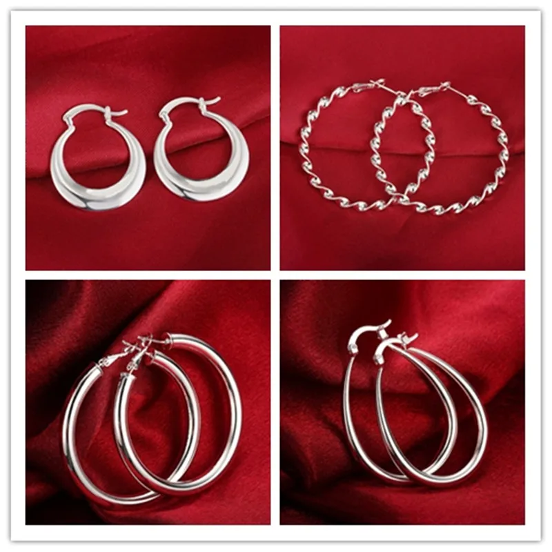 Big Hoop Earrings Silver Color Woman Fashion Jewelry Best Party Gifts Round Christmas Wholesale Price | Украшения и аксессуары