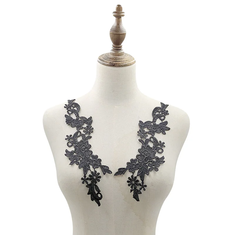 2 шт. роскошная белая черная вышивка из полиэстера 3d кружевная нашивка на