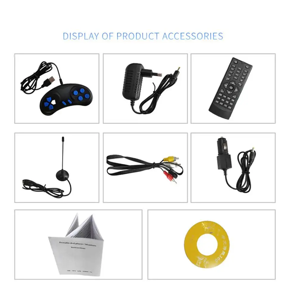 Портативный DVD-плеер 13 9 дюйма поворотный USB портативный ТВ-проигрыватель с