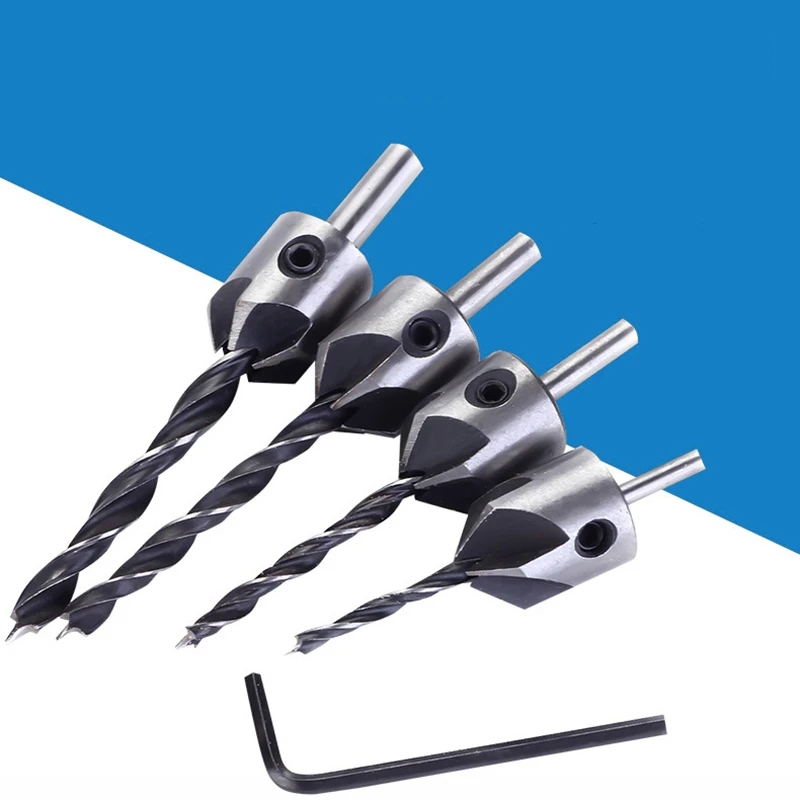 

3mm-10mm HSS Countersink Drill Bit Set Reamer Woodworking Chamfer Drill Counterbore Pliot Hole Cutter Screw Hole Drill