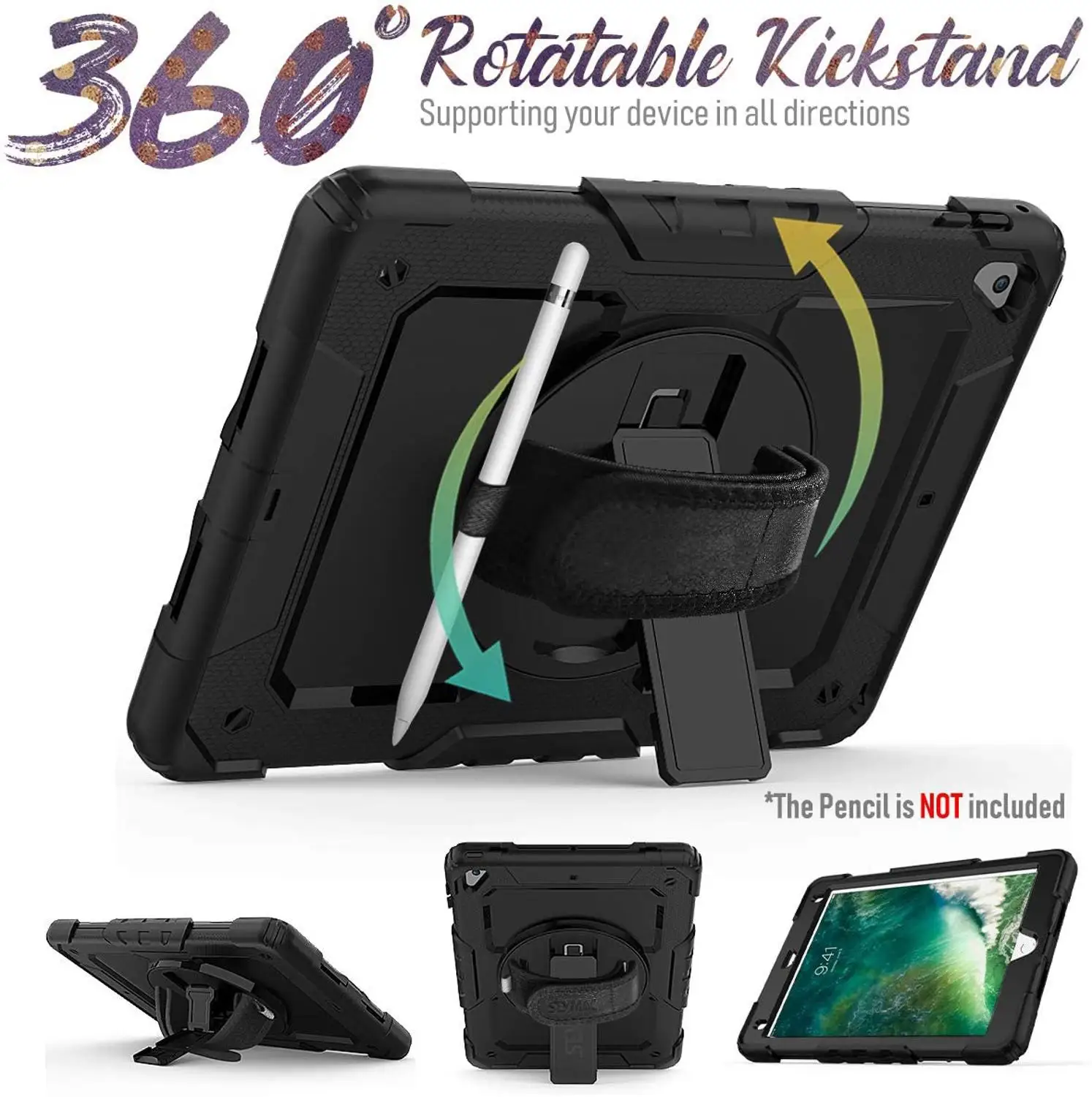 Для iPad 5th/6th/Air 2/Pro 9 7 3 слойный ударопрочный чехол с защитной пленкой для экрана