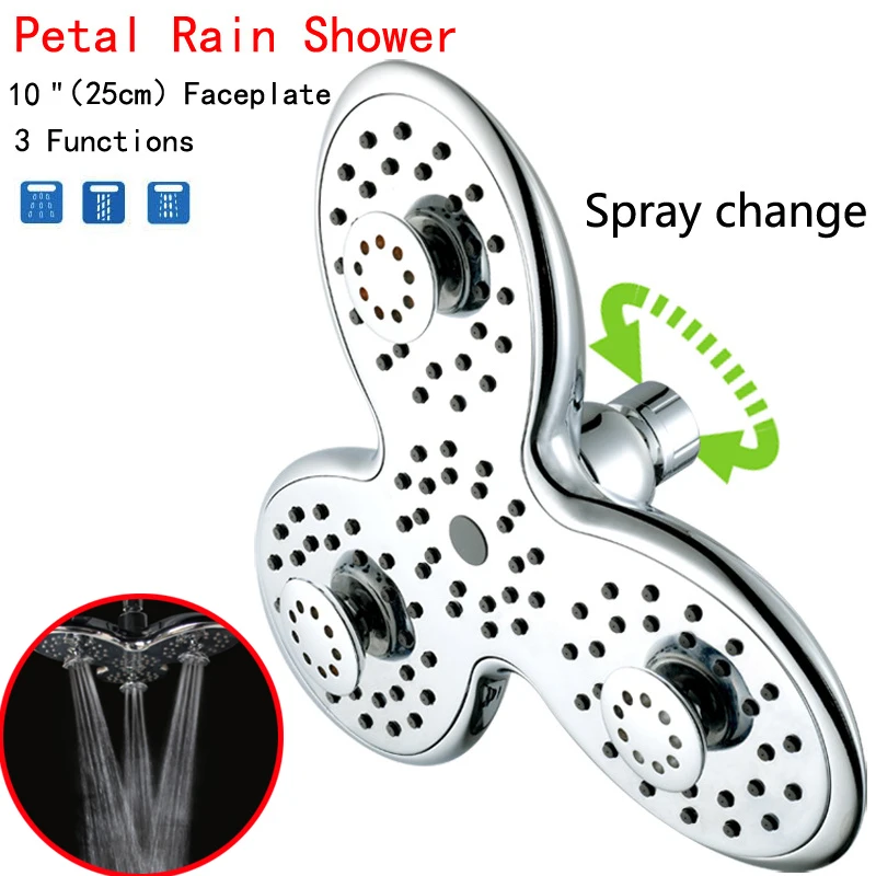

New Arrival 9.5 inch Rainfall Shower Head Showerhead High Quality Full Chrome Plated Concealed Waterfall Three Head Shower Head